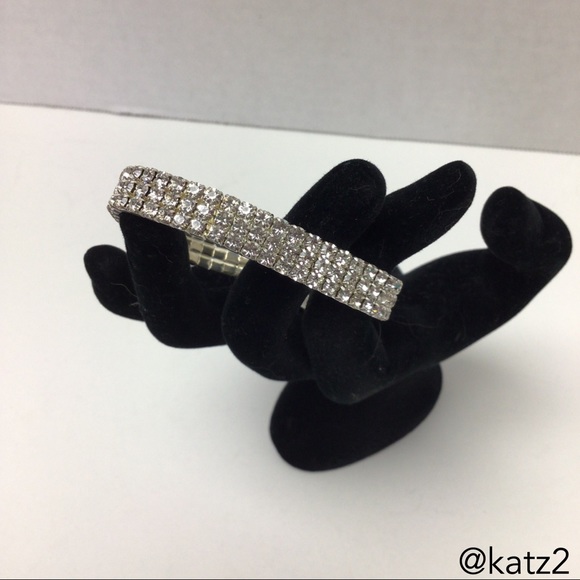 BT Jeweled Clear Rhinestone 3-Row Expansion Bracelet - Picture 2 of 8